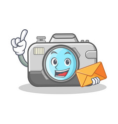 With Envelope Photo Camera Character Cartoon