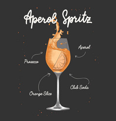 Engraved Style Aperol Spritz Alcoholic Cocktail