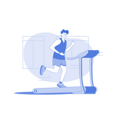 Boy Running On Treadmill