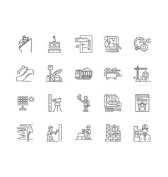 Civil Engineering Line Icons Signs Set