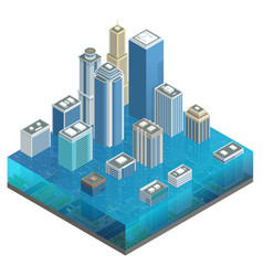 Isometric Flooded City Flood Global Warming