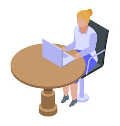 Woman Bank Teller Icon Isometric Style