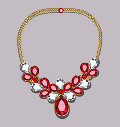 Womens Gold Jewelry Necklace With Rubies