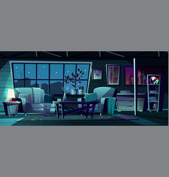 Cartoon Living Room At Night Interior