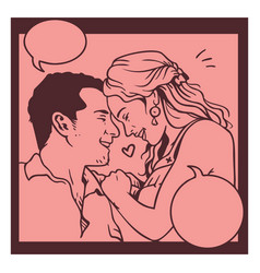 Happy Couple Vintage Comic Pannel