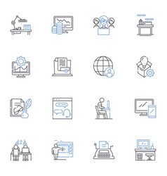 Remote Workforce Line Icons Collection Virtual