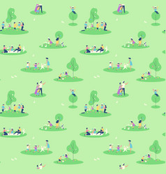 Easter Family People In Spring Seamless Pattern