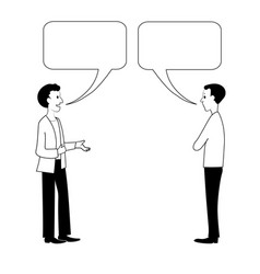 Two Men Are Talking Black Outline Image