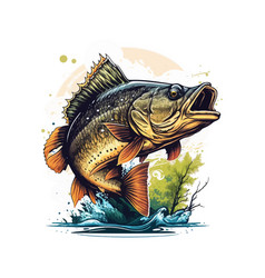 Big Bass Fish Cartoon For T Shirt