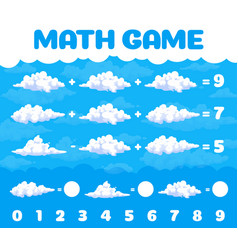 Cartoon White Clouds In Blue Sky Math Game Page