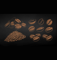 Chalk Drawn Sketches Set Of Coffee Beans