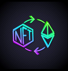 Glowing Neon Line Ethereum Exchange Nft Icon