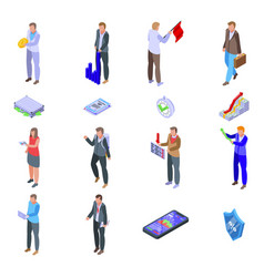 Shareholder Icons Set Isometric Style