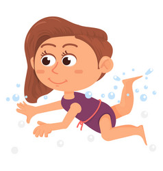 Swimming Girl Character Summer Active Kid