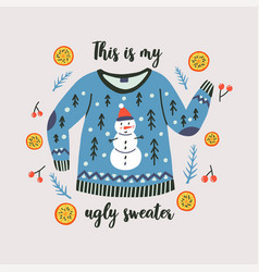 Ugly Sweaters Party Print With Snowman