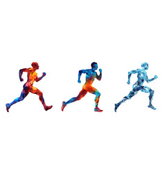 Abstract Geometric Fast Running Man Silhouettes