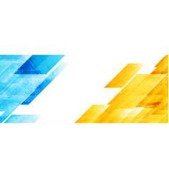 Blue And Yellow Abstract Geometric Grunge Banner