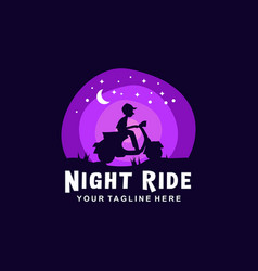 Boy Ride A Motorcycle In Night