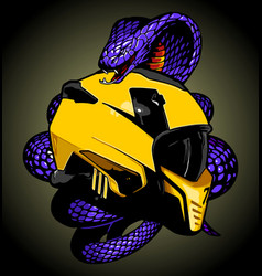 A Snake Wrapped Around Yellow Helmet