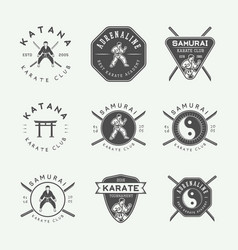 Set Of Vintage Karate Or Martial Arts Logo Emblem