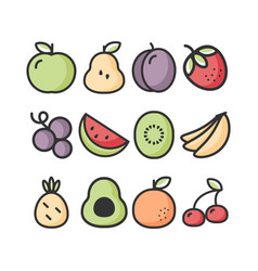 12 Line Icons Fruits And Berries