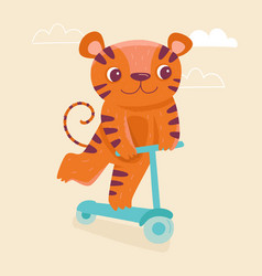 Cartoon In Simple Childish Style With Tiger