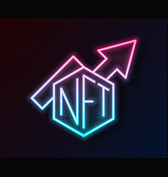 Glowing Neon Line Nft Growth Bar Chart Icon