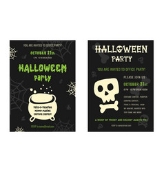 Set Of Halloween Office Party Flyers