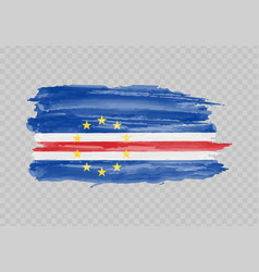 Watercolor Painting Flag Of Cape Verde