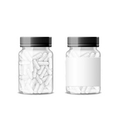 Clear Transparent Glass Medicine Bottle With Pills