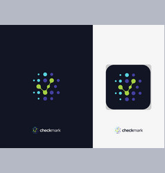 Dots Connection Checkmark Tick Icon Logo Design