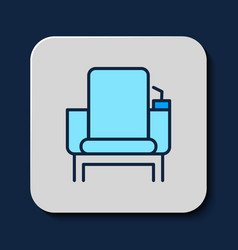 Filled Outline Cinema Chair Icon Isolated On Blue