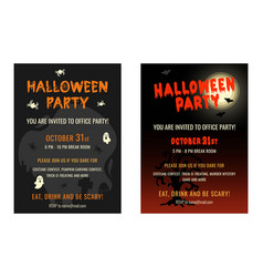 Set Of Halloween Office Party Flyers