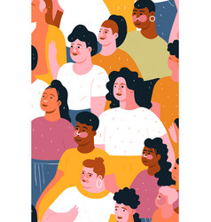 Crowd Of Different People In Flat Cartoon Style