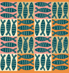 Cute Sardines In Squares Kids Background