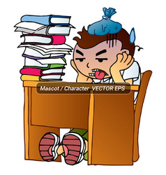 Stress Book Study Asian Student Mascot