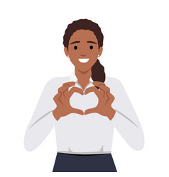 Woman Making Heart Shape With Hands Flat