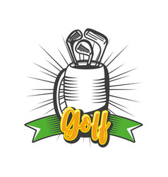 Golf Label With Bag On White Background