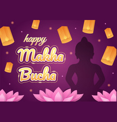 Happy Makha Bucha Day Template Hand Drawn Cartoon