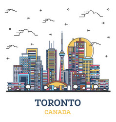 Outline Toronto Canada City Skyline With Colored