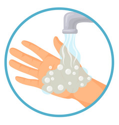 Washing Hands Icon Human Palm Under Pouring Water