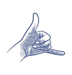 Call Me Sign Hand Gesture Line Art