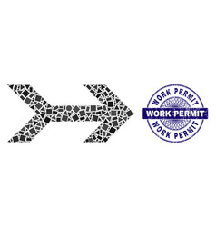 Rubber Work Permit Stamp And Geometric Arrow Right