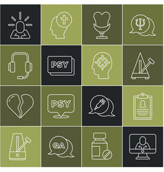 Set Line Psychologist Online Medical Clipboard