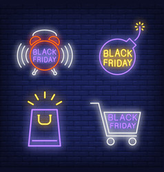 Black Friday Promotion Neon Sign Set Shopping Bag