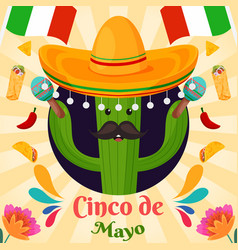 Flat Cinco De Mayo Festival Background Cactus