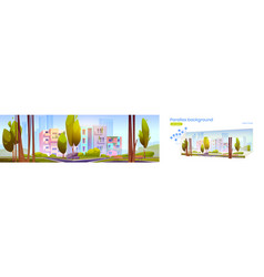 Parallax Background With Eco Houses And City Park