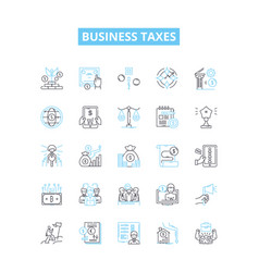 Business Taxes Line Icons Set Taxes