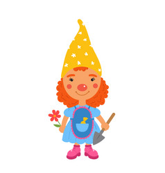 Cute Girl Gnome With Flower