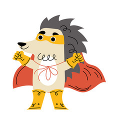 Spiky Hedgehog Animal Superhero Character Dressed